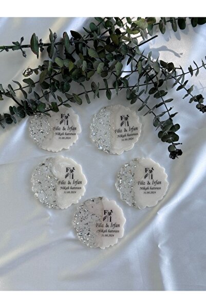 TOMRİSH SHOP Epoksi Magnet 20 Adet Gümüş Varaklı Nişan Sünnet Söz Hediyelik