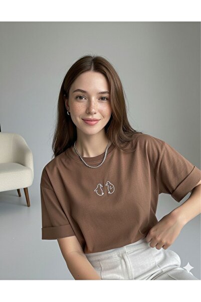 BW Bravely Wear تي شيرت PENGUEN مطبوع الأساسي للسيدات