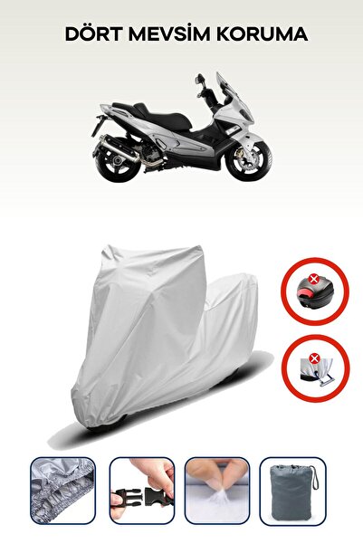 Breen قفل حقيبة خلفية رمادي اللون غير متوافق مع غطاء دراجة نارية متوافق مع Gilera Nexus 500، 4 مواسم