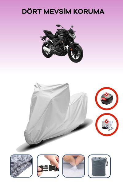 Breen قفل حقيبة خلفية رمادي اللون غير متوافق مع ياماها MT-125، قماش دراجة نارية متوافق، 4 مواسم