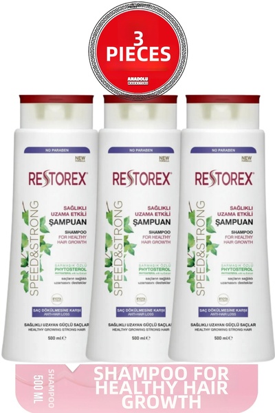 Restorex شامبو صحي وموسع وفعال ضد تساقط الشعر 500 مل 3 قطع