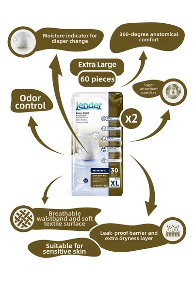 JENDER سراويل داخلية ماصة مقاس XL 30 قطعة 2 عبوة