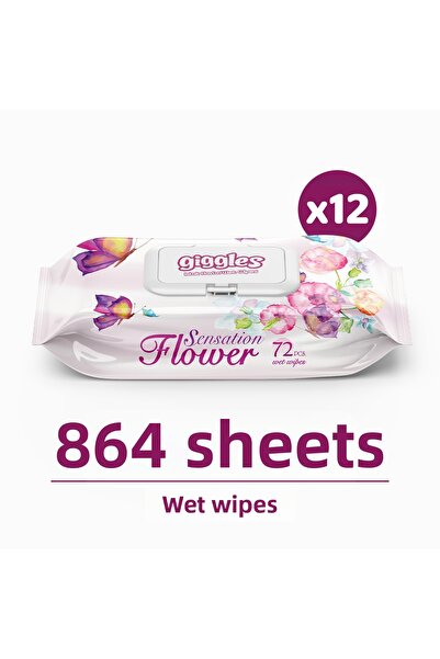 giggles مناشف مبللة سينسيشن فلاور 12 عبوة تحتوي على 72864 منديل
