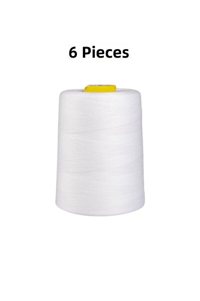 Boom town Sewing Thread Size 50 100% Polyester 5000 Mt (White) 6 Pcs