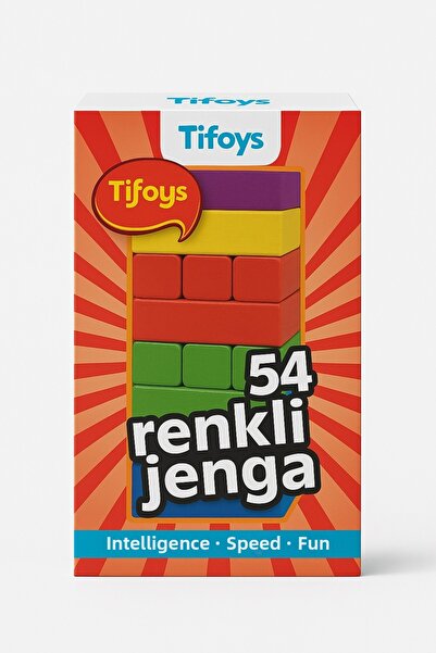TİFOYS لعبة توازن جينجا الملونة – 54 قطعة من الكتل الخشبية