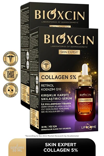 Bioxcin Collagen 5% Anti-Wrinkle Firming Serum 2X30 ml - Coenzyme Q10 Retinol
