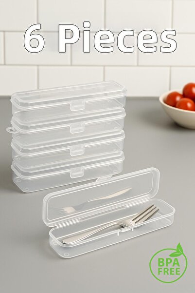 Mim Life مجموعة من 6 صناديق تخزين لأدوات المائدة - حاوية تخزين منظمة للمهر