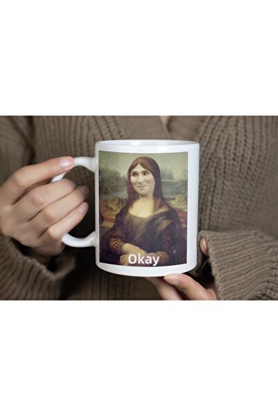 Beramussa كوب خزفي مضحك بتصميم الموناليزا مع كتابة 'تريم' كهدية تروتول لصديق،...