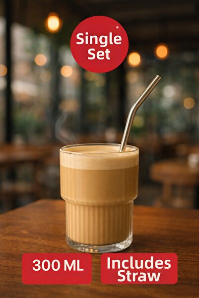 Open Home Concept 300 مل بوروسليكات زجاج أوريغامي - كوب مشروبات غازية للكوكتيل البارد مع مصاصة هدية