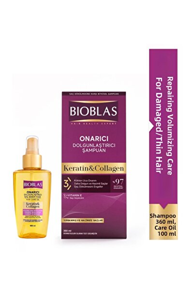 Bioblas Șampon reparator și umplător cu keratină și colagen 360 ml + ulei de ...