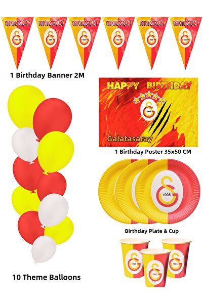 HAPPYLOOPPARTY زينة حفلات أعياد الميلاد باللون الأصفر والأحمر تتسع لـ 24 شخصًا