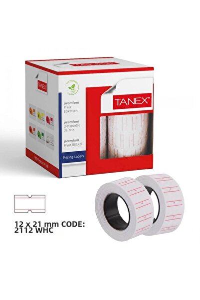 Tanex Бяла ценова етикетка 12 x 21 mm 24 ролки