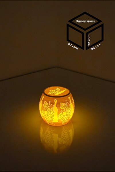 Filamentim حامل شموع تي لايت بطباعة ثلاثية الأبعاد بنمط زجاجة العنب والنبيذ -...