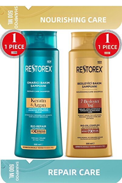 Restorex Șampon de îngrijire 7 ulei nutritiv 500 ml + șampon cu cheratina și argan 500 ml