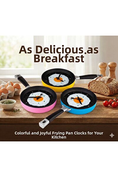 CALIBURN Fun Pan Clock - Egg Design Kitchen Wall Clock (6 Different Colors)
