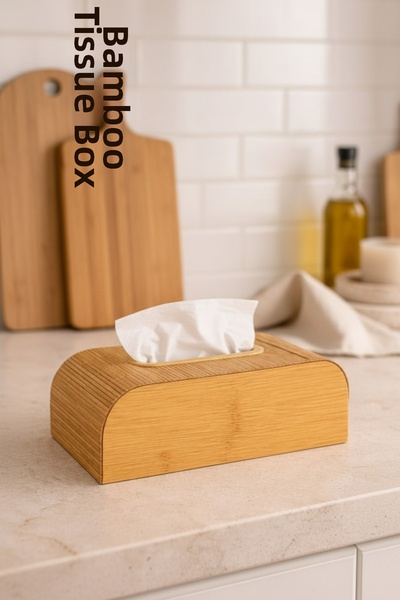 DİVAYS صندوق مناديل خشبي طبيعي من الخيزران، منظم للحمام وغرفة المعيشة والمكتب...