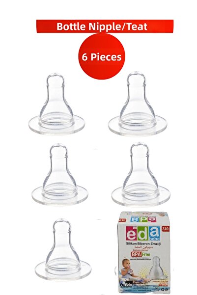 Eda Bebe No: 310 Lux 6 Pieces Transparent Silicone Baby Bottle Nipple Head An...