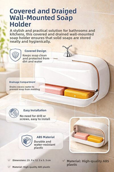 Eco Lounge Wall Mounted Soap Dispenser with Lid |   Drainable, Adhesive, Doub...