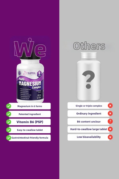 Supra Protein 60 Tablets Multi Magnesium Complex - Malate, L-Threonat and Gluconate & Taurat for Bisglicinate and Citrate