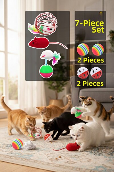 rianka مجموعة ألعاب القطط مكونة من 7 قطع |   لعبة متحركة + هاقياتاماز + فأر ص...