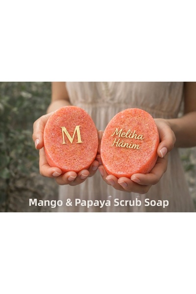 meliha hanım صابون طبيعي بالإسفنج بخلاصة المانجو والبابايا