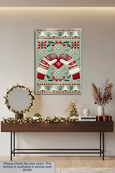 DekorHane Metal Tabletop - New Year, Textured Patterned Christmas Gift, Christmas, Deer Gloves Pine Tree Decor