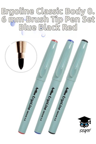 SEYFİKİRTASİYE Artline ergoline classic barrel felt tip pen set - blue, black, red - signature, technical drawing, calligraphy