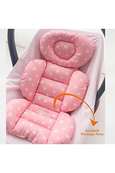 Jaju Baby وسادة عربة الأطفال مصنوعة من القطن العضوي باللون الوردي - متوافقة م...