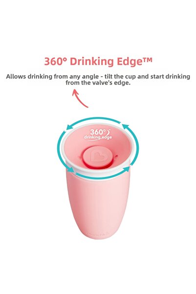 Munchkin معجزة 360° كوب للشرب، 12 شهرًا، 296 مل، وردي