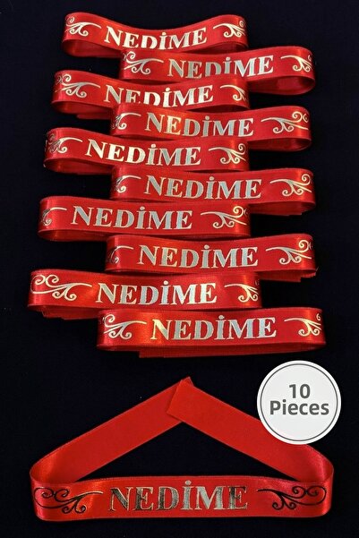 ZEYMERADE Red Silver Bridesmaid Arm Ribbon, 10 Pieces Armlet Wristband Band, Henna Night Wedding Bride Bachelorette