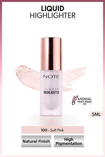NOTE هايلايتر سائل - ملمع سائل ذو تأثير مرطب - 100 وردي ناعم