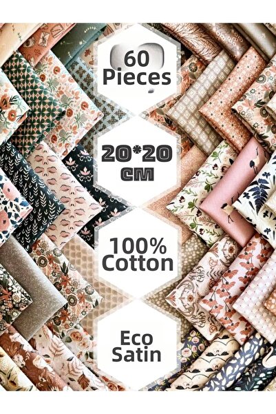 FabricMarket 60 τεμάχια 20x20 εκ. 100% βαμβακερό ύφασμα σατέν συνονθύλευμα – ...