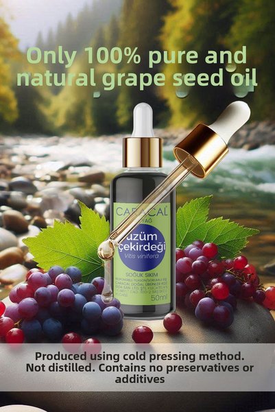 caracal 50ml 100% Pure Cold Pressed Grape Seed Oil Natural and Unadulterated Vitis Vinifera Grape Seed Oil