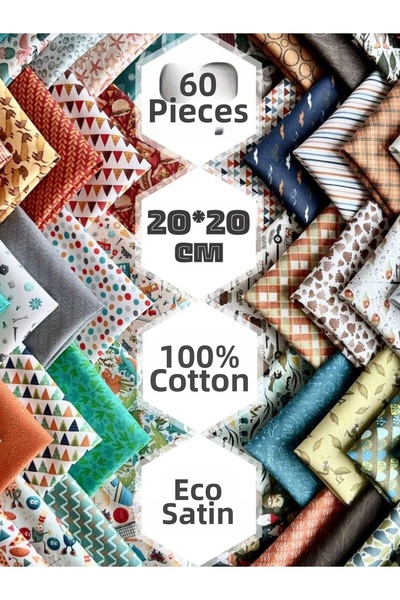 FabricMarket 100% Βαμβακερό Σατέν Ύφασμα – 60 Τεμάχια 20x20 εκ., Φυσικό, Κάμπ...