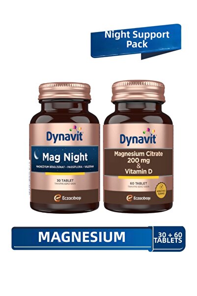 Dynavit ماغ نايت ومغنيسيوم سيترات - مغنيسيوم بيسجليسينات، سيترات، فيتامين د -...