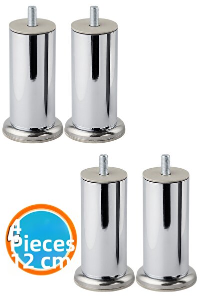 NZB Furniture Leg Armchair Sofa Durable Tv Unit M8 Screw-On Feet Chrome 12cm 4Pcs Silver Metal