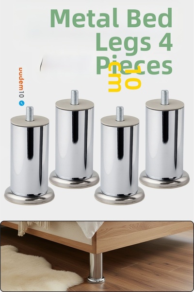 Badem10 Chrome 4Pcs Silver 10cm 51mm Thick Metal Furniture Leg Durable Armchair Sofa Tv Unit M8 Bolt