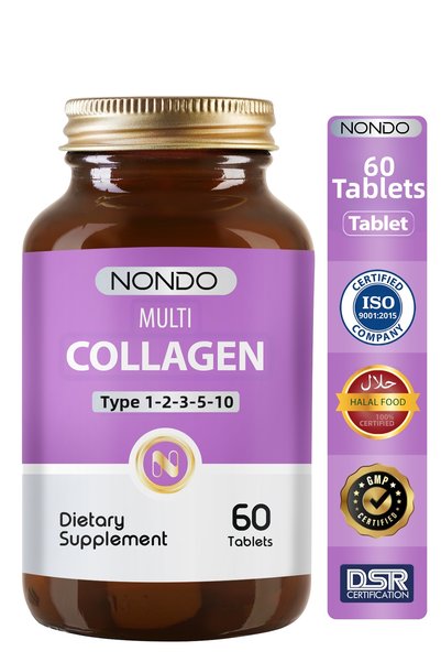 Nondo Multi Collagen 60 Tablets (5 Types of Collagen 1-2-3-5-10 Hyaluronic Ac...