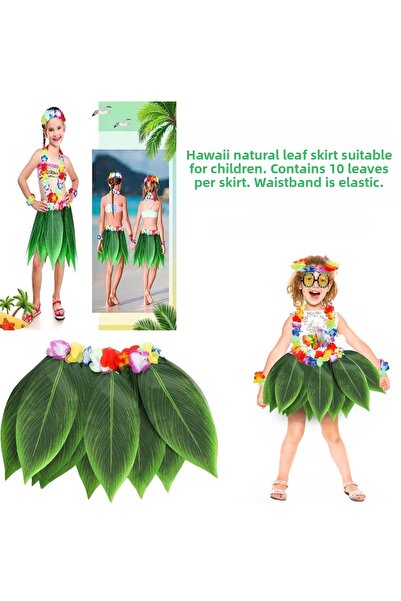 Twin Store Tropical Inspired Hawaiian Leaf Party Skirt Kids Size