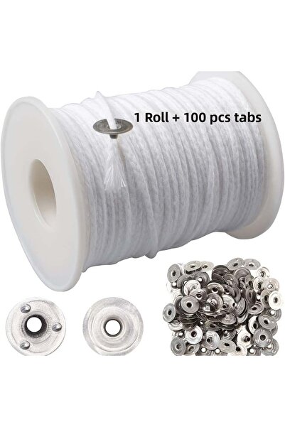 Choice 61M و100 علامة تبويب 1 لفة من فتائل الشموع القطنية + 100 قطعة من علاما...