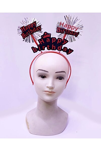 Twin Store Happy Birthday Written Tasseled Neon Red Color Birthday Crown 22X1...