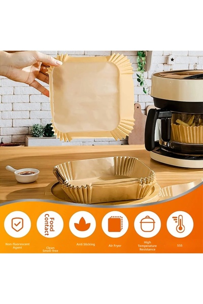 EcoVibe 100Pcs Airfryer Baking Paper Disposable Xl-Xxl Large Size Fryer Paper...