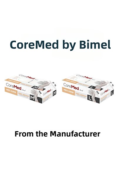 COREMED قفازات الفينيل الشفافة للفحص مقاس S - عبوة واحدة تحتوي على 100 قفاز