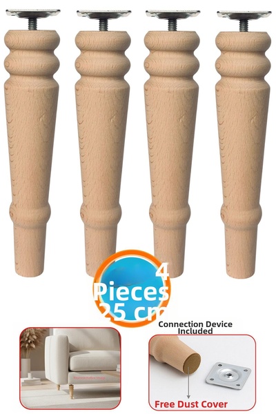 NZB Natural Unpainted Wooden Leg Cylinder Furniture Armchair Sofa Leg & Mount...