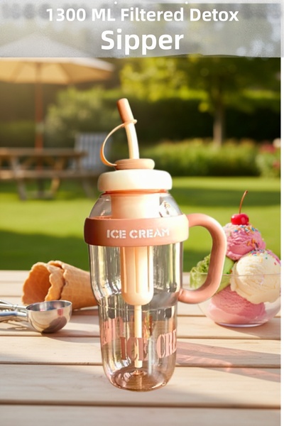 Penthouse زجاجة ديتوكس مع مصاصة، زجاجة مياه مع فلتر للحمية الغذائية سعة 1300 مل