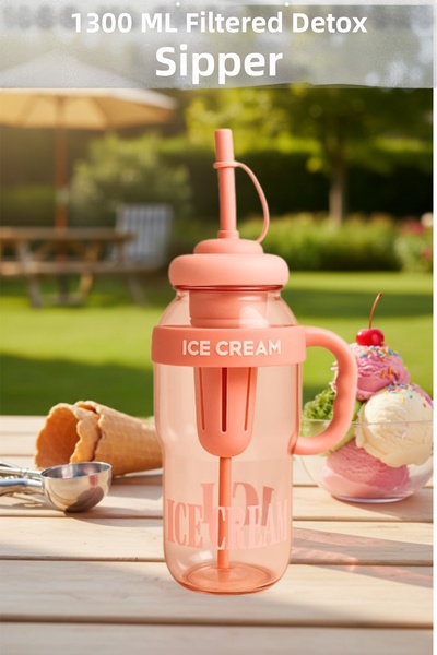 Penthouse زجاجة ديتوكس مع مصاصة، زجاجة مياه مع فلتر للحمية الغذائية سعة 1300 مل