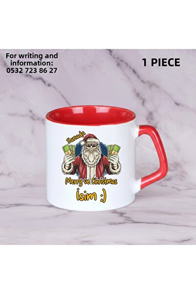 Ceymas Hediyelik New Year Santa Claus Printed Ceramic Mug Cup