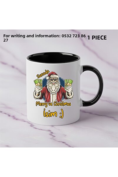 Ceymas Hediyelik New Year Santa Claus Printed Ceramic Mug Cup