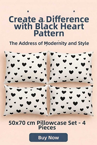 Loova 4 قطع غطاء وسادة 100% قطن منقوش بحجم 50*70 سم مع خياطة سميكة وسحاب