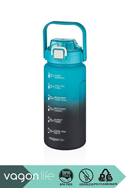 Vagonlife 1500ml Renewed Colors Double Color Motivational Water Bottle with Straw/Without Straw Handle
